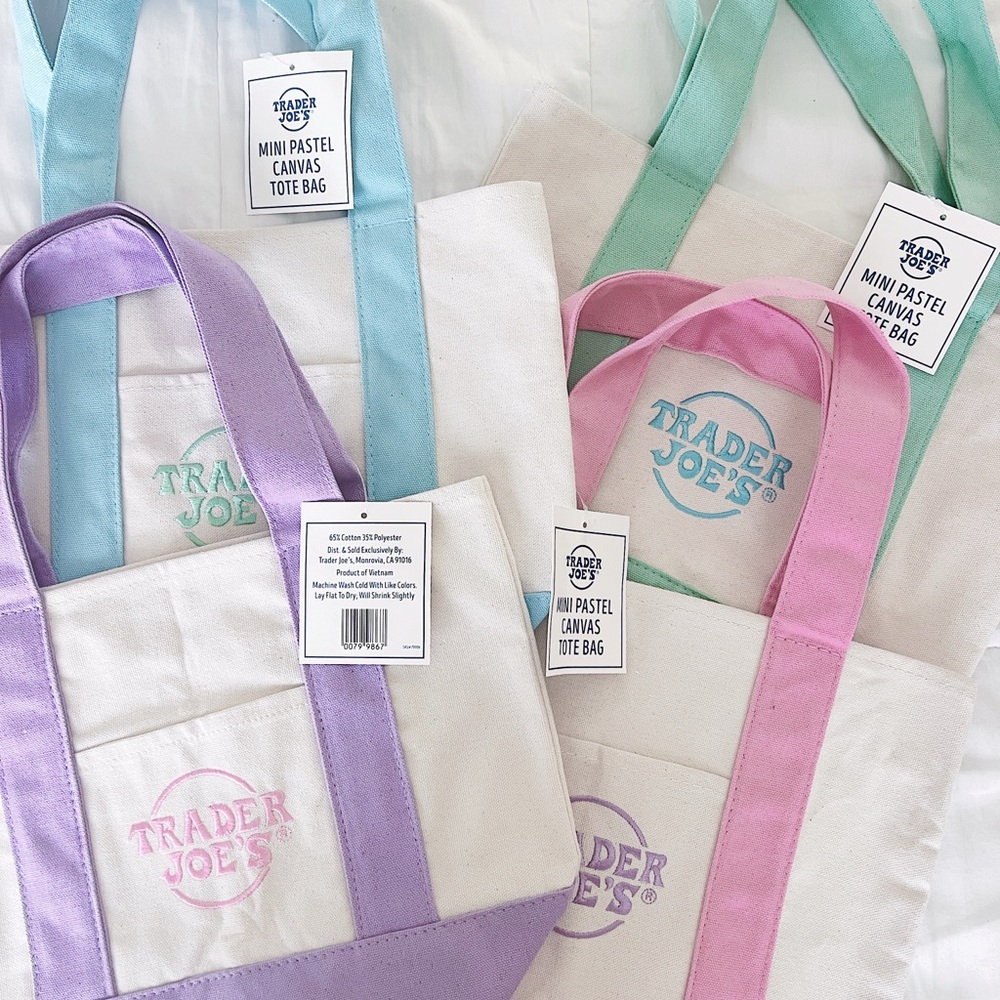 Trader Joe’s Mini Pastel Tote – BLUE – Viral Canvas Tote Bag – NWT